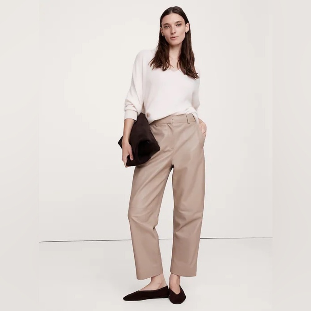 NWT! Banana Republic HIGH-RISE BARREL LEATHER ANKLE PANT - 4 LONG & 12 LONG